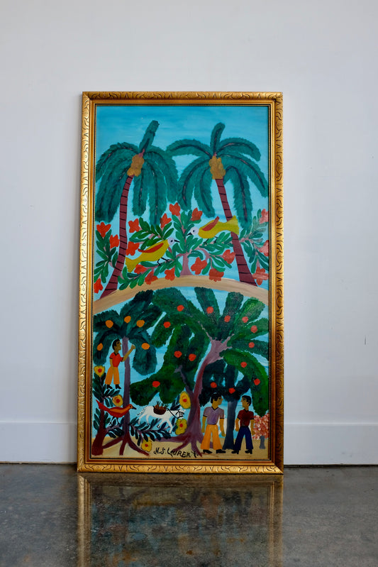 Haitian Painting of a Tropical Scene, Joseph Jean Laurent