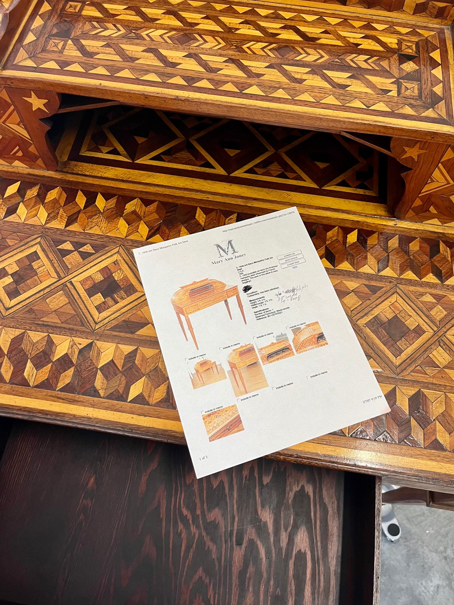 Ornate Marquetry Desk, 1930s