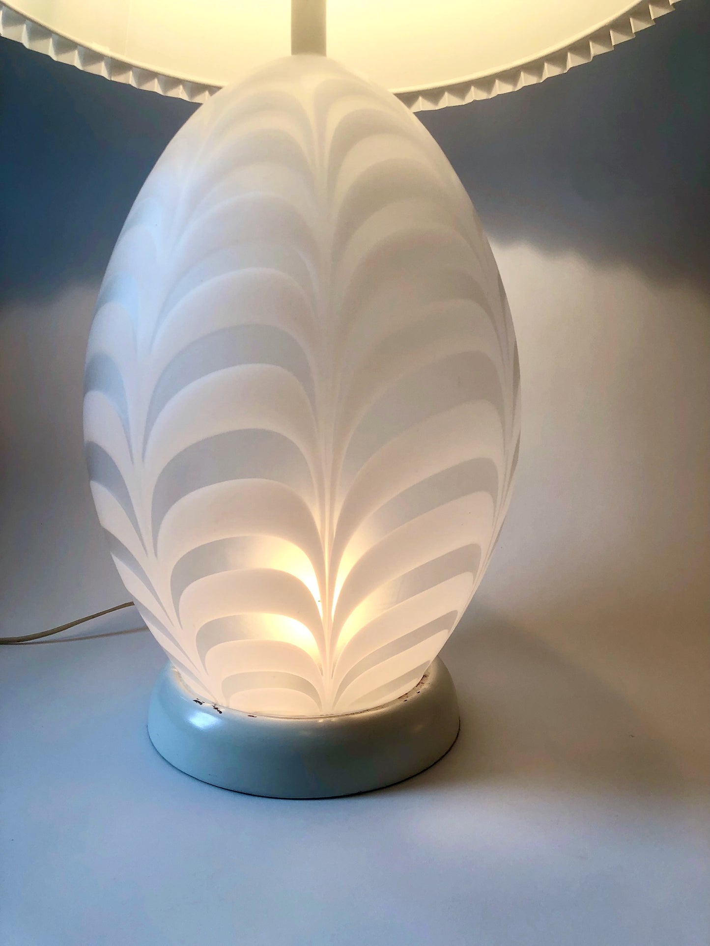 Feathered Glass Vetri Egg Lamps, Pair Available