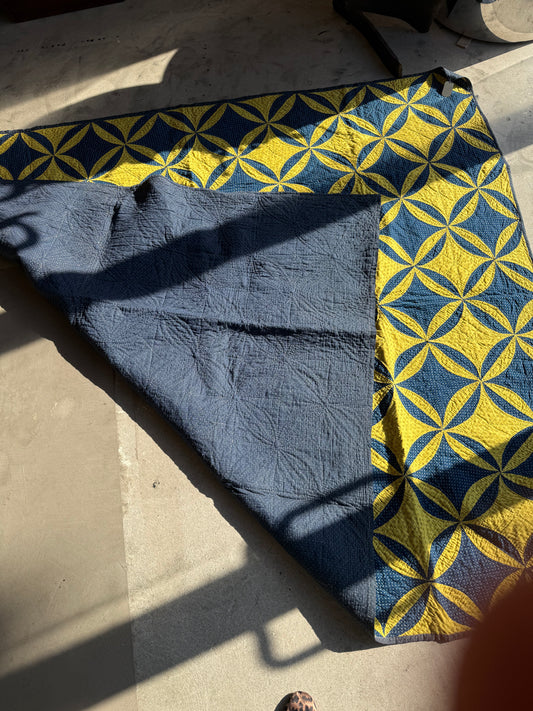 Yellow and Blue Robbing Peter to Pay Paul Quilt