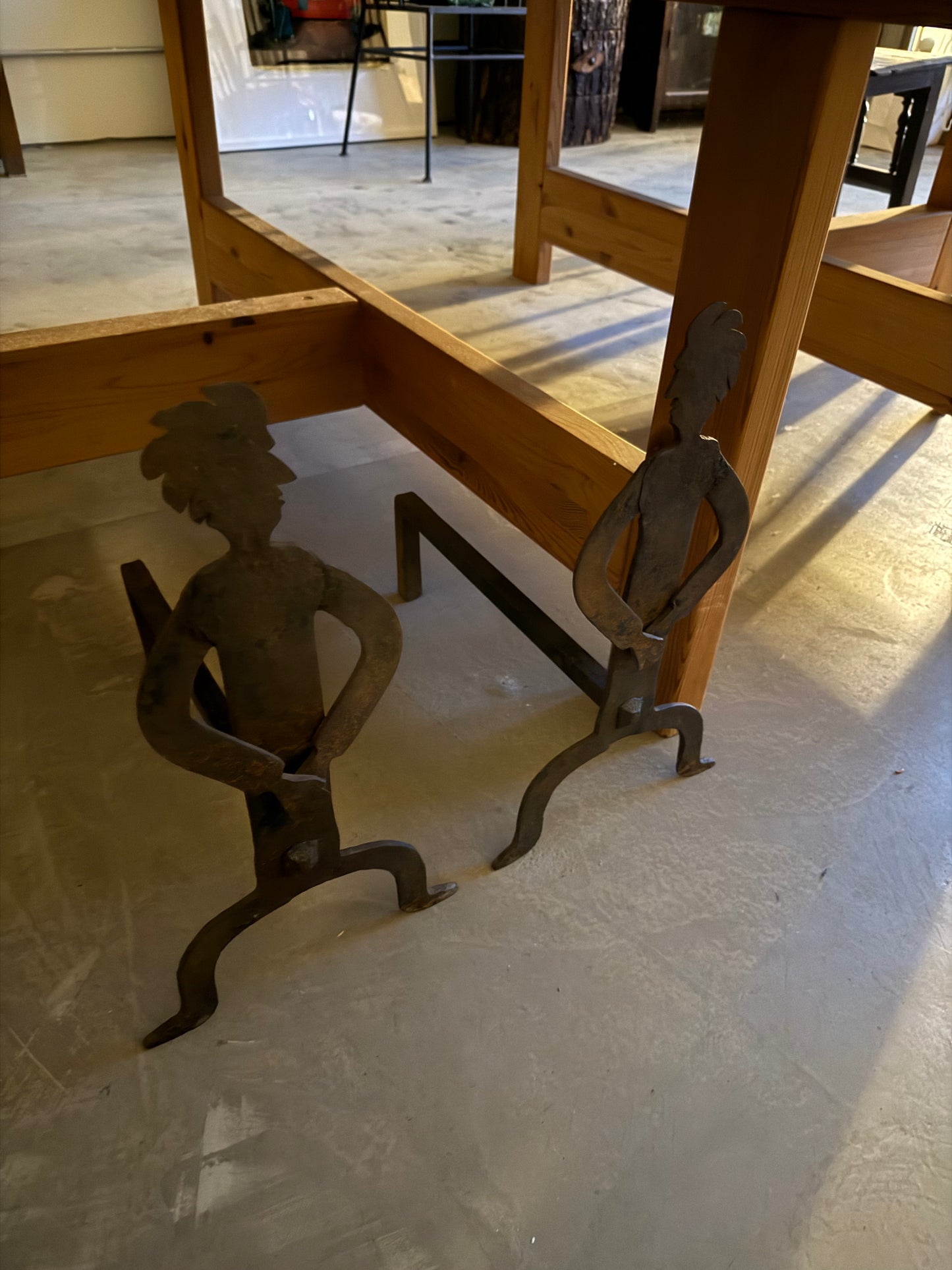 Figural Folk Art Andirons, Pair