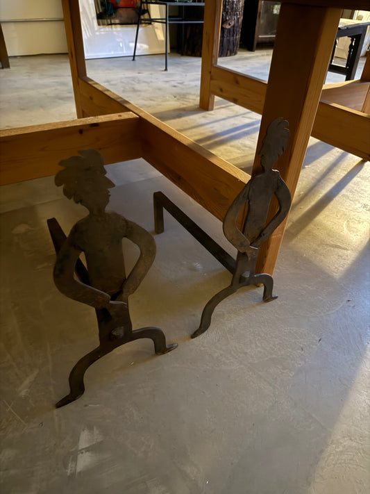 Figural Folk Art Andirons, Pair