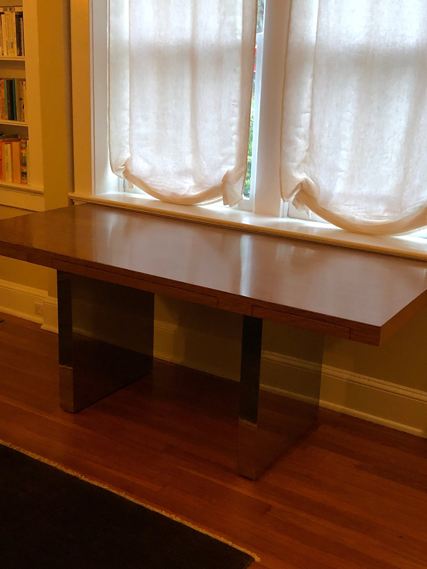 Roger Sprunger for Dunbar Oak and Chrome Steel Desk