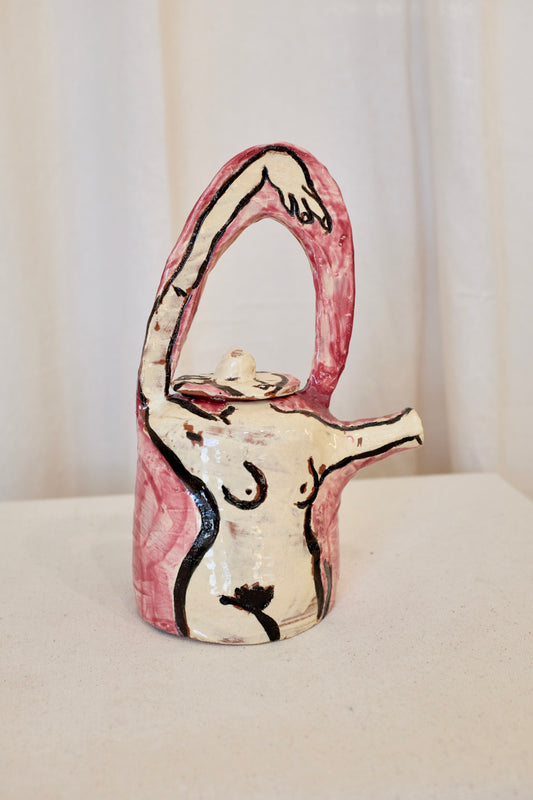 Art Pottery Teapot, Painted Lady