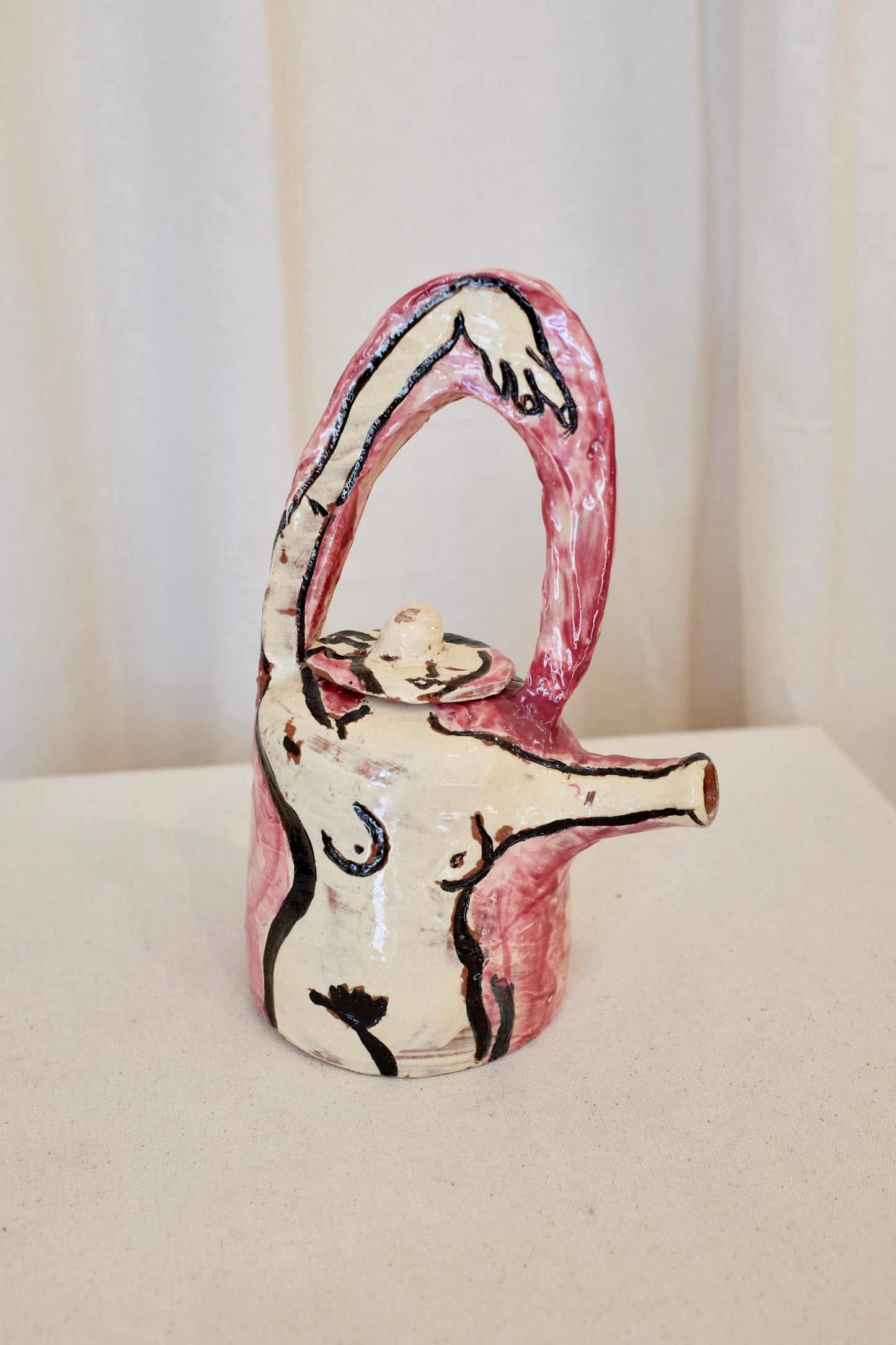 Art Pottery Teapot, Painted Lady