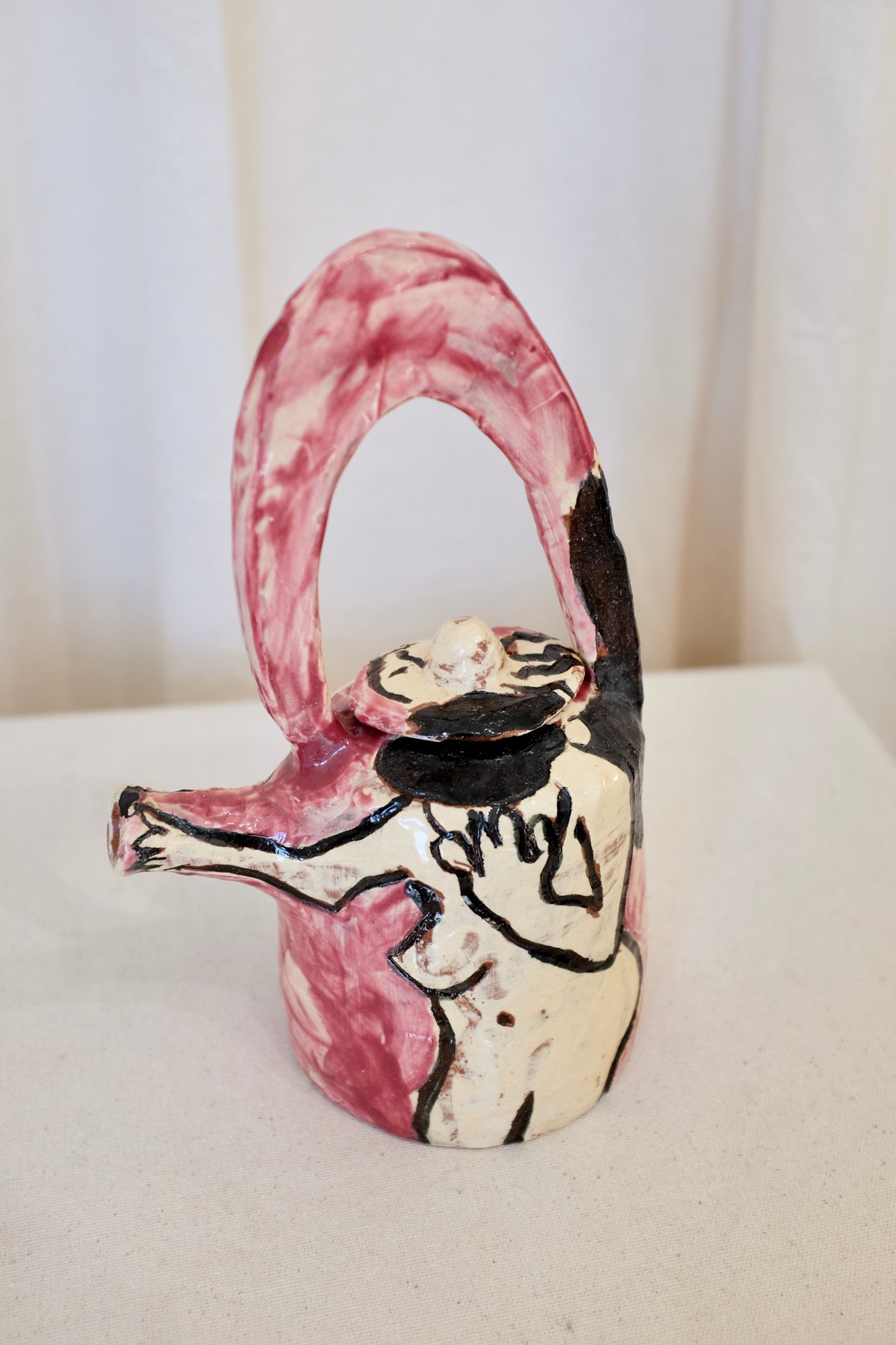 Art Pottery Teapot, Painted Lady