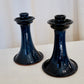 Deep Blue Ceramic Candlesticks Pair, North Carolina