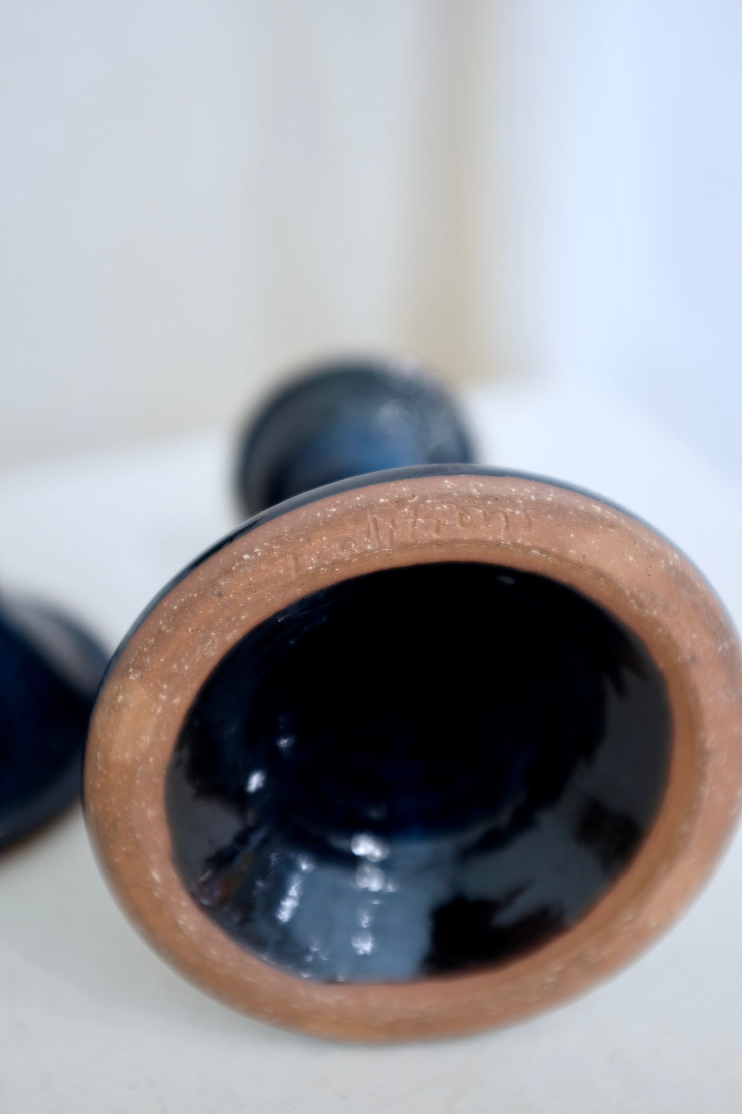 Deep Blue Ceramic Candlesticks Pair, North Carolina