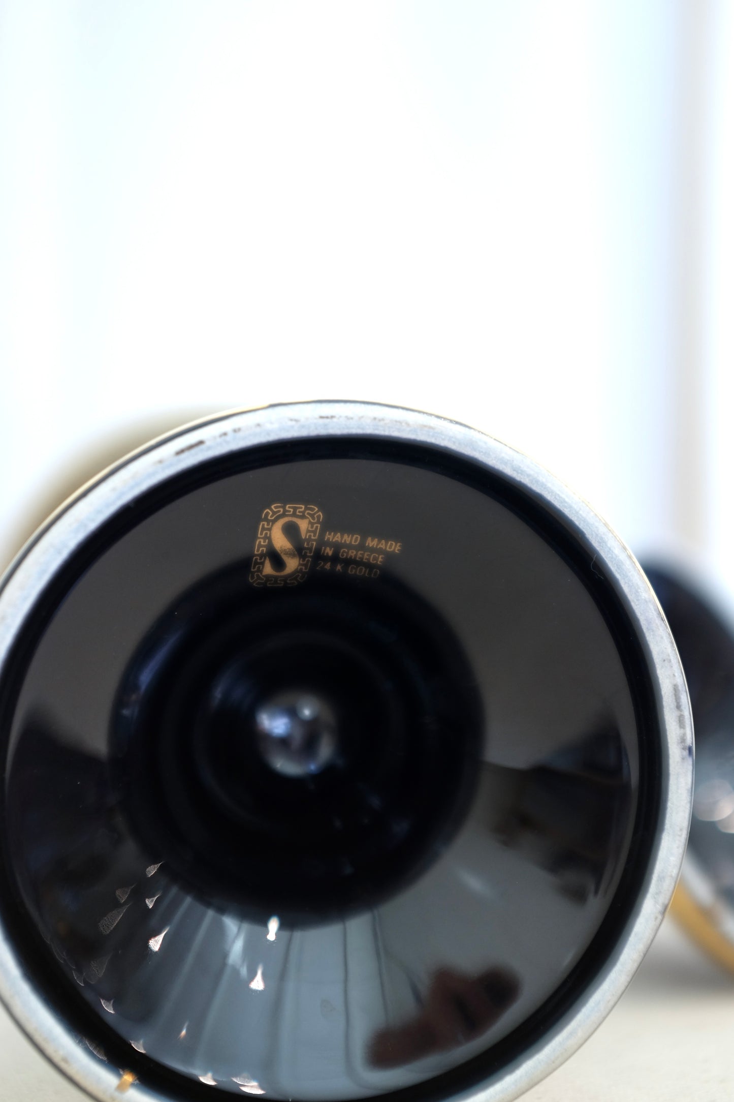 Greek Gilt Blue Porcelain Lidded Urn, Sphathas Karamik