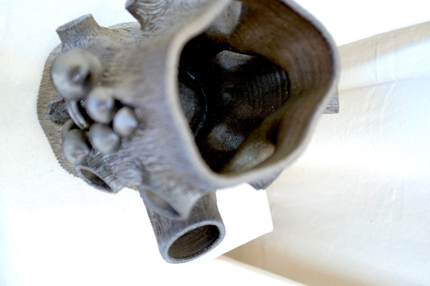 Faux Bois Ceramic Tree Stump with Mushrooms, Ben North