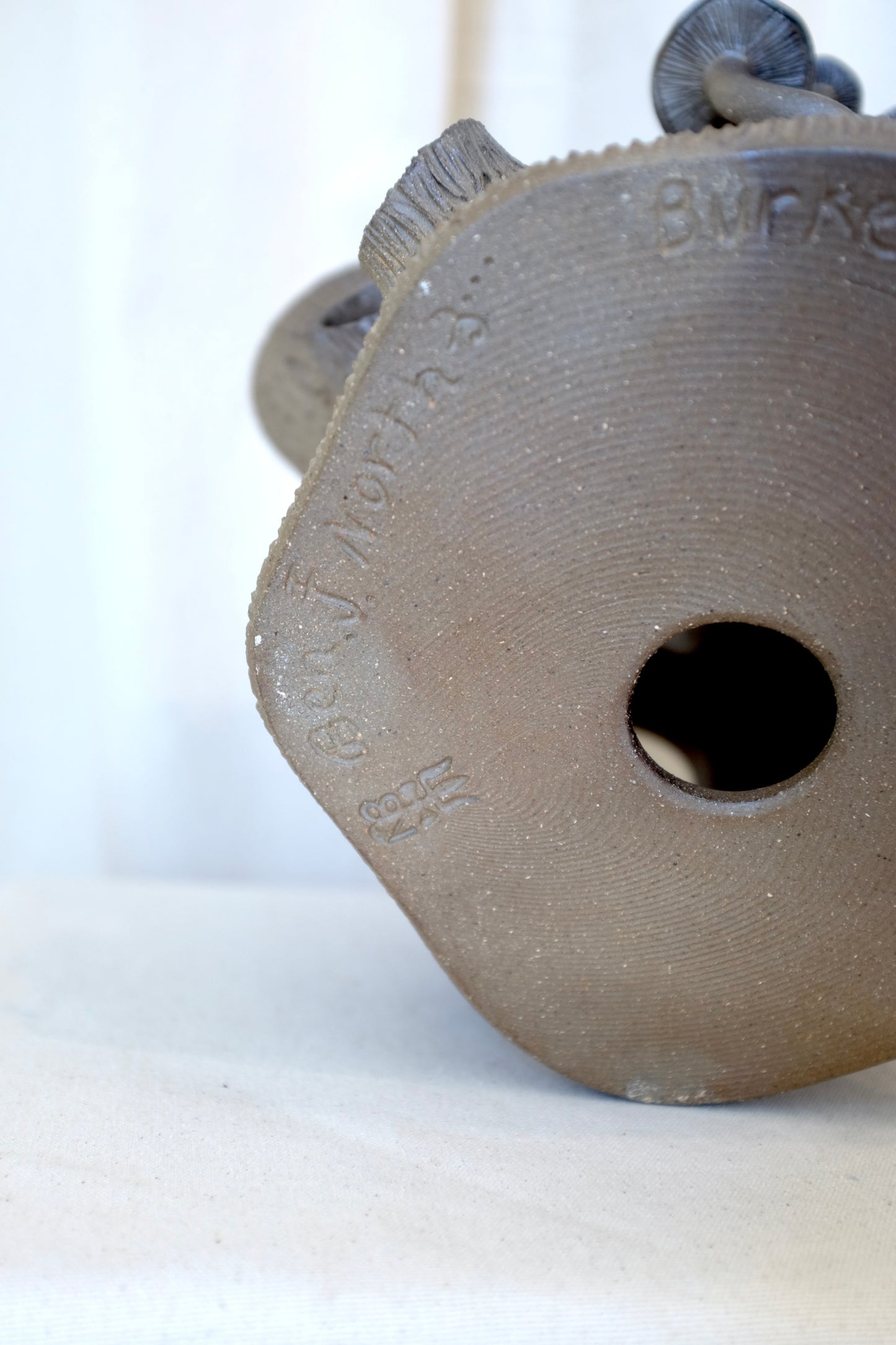 Faux Bois Ceramic Tree Stump with Mushrooms, Ben North