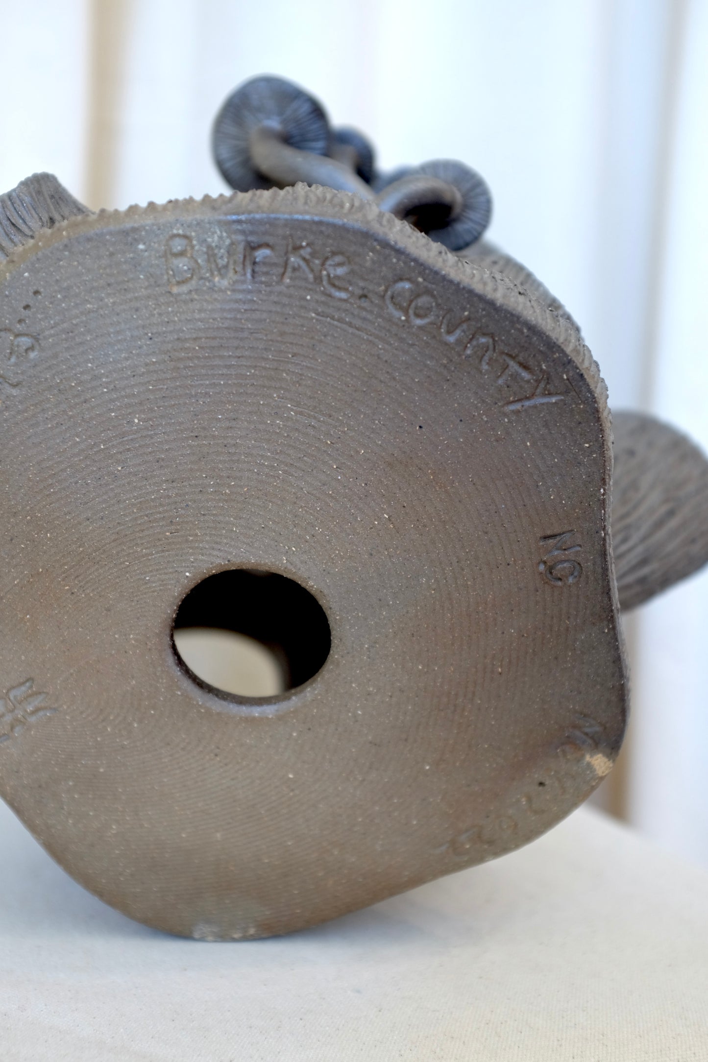 Faux Bois Ceramic Tree Stump with Mushrooms, Ben North