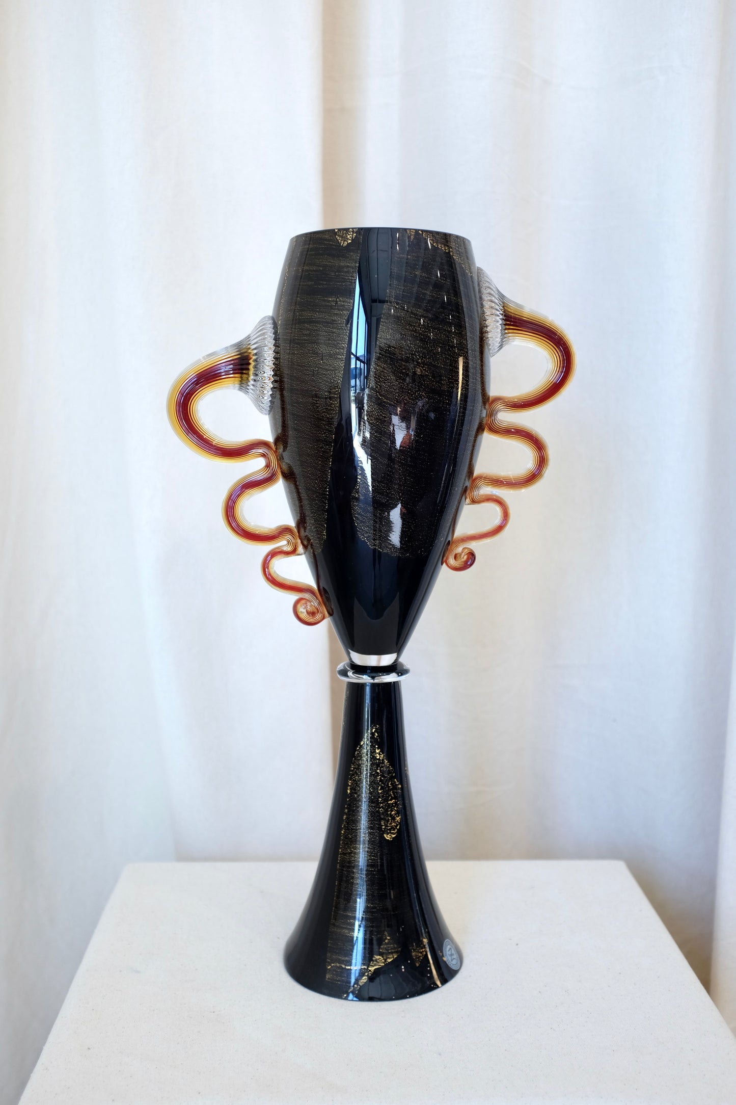 Art Glass Handled Urn, Chip Scarborogh