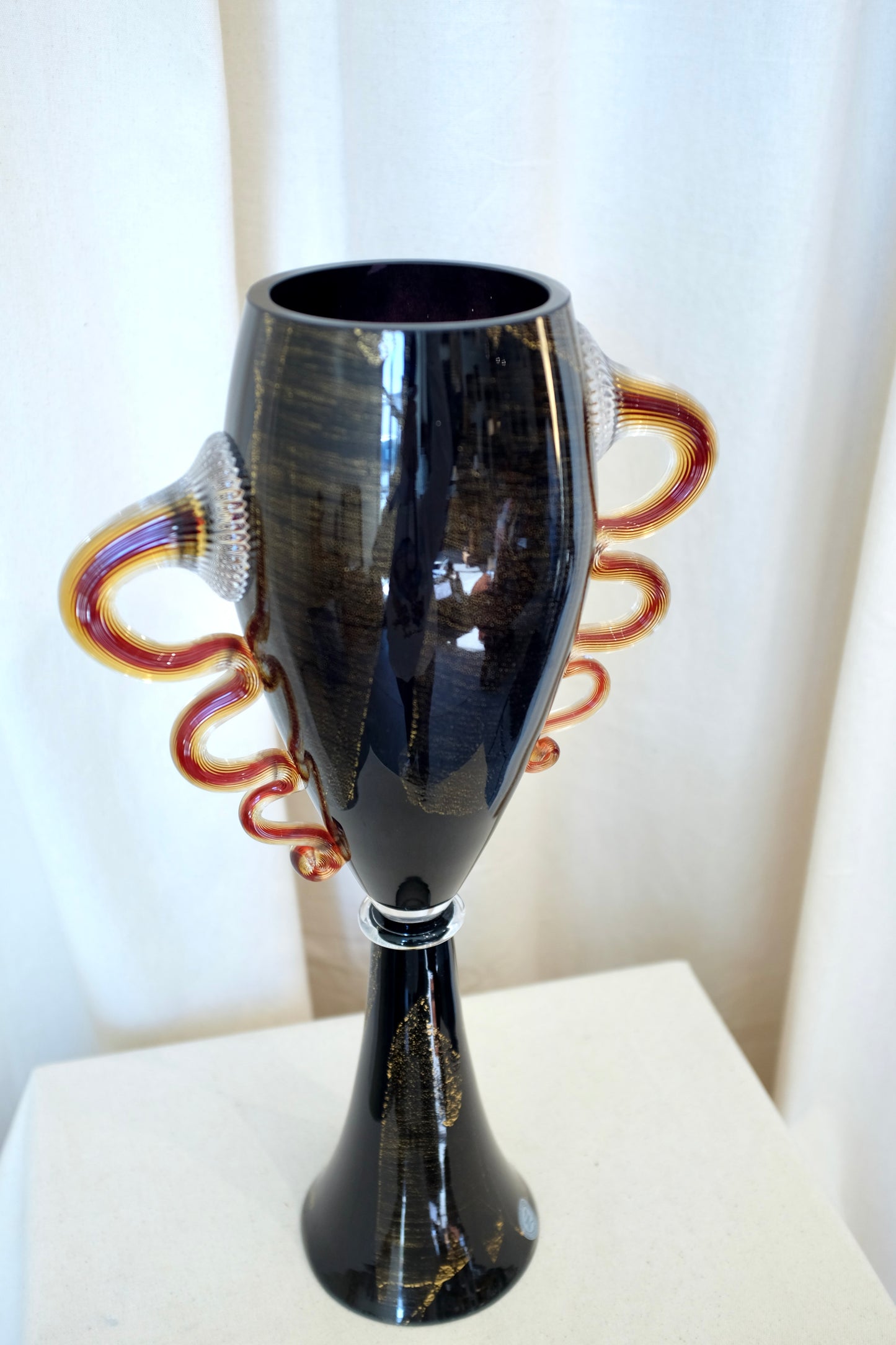 Art Glass Handled Urn, Chip Scarborogh