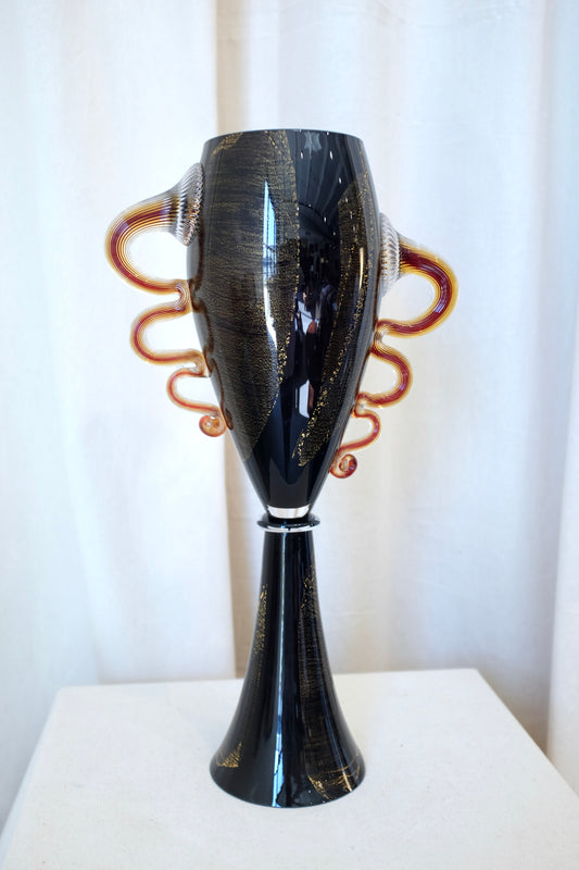 Art Glass Handled Urn, Chip Scarborogh