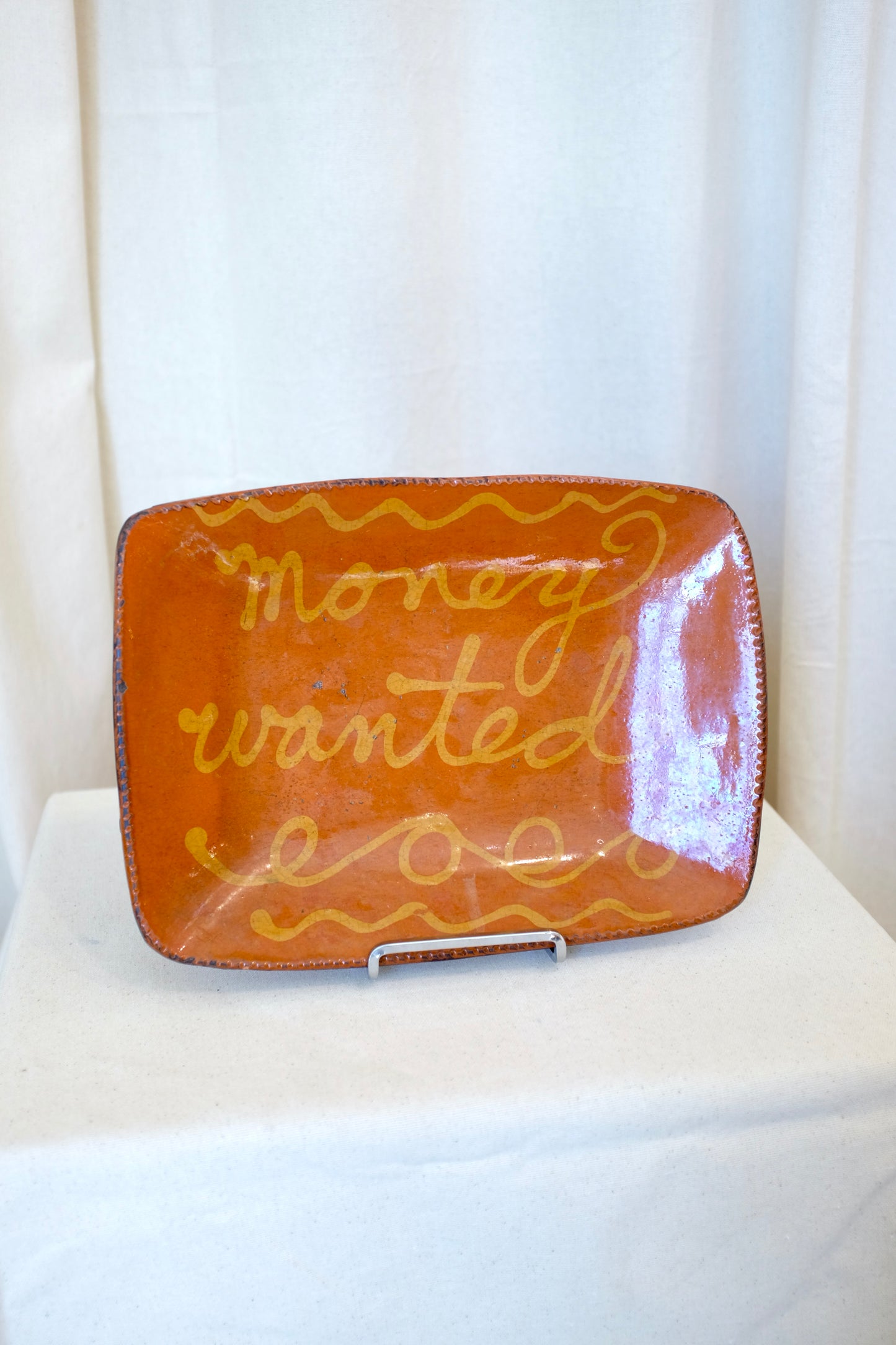 Money Wanted Redware Platter, Greg Shooner