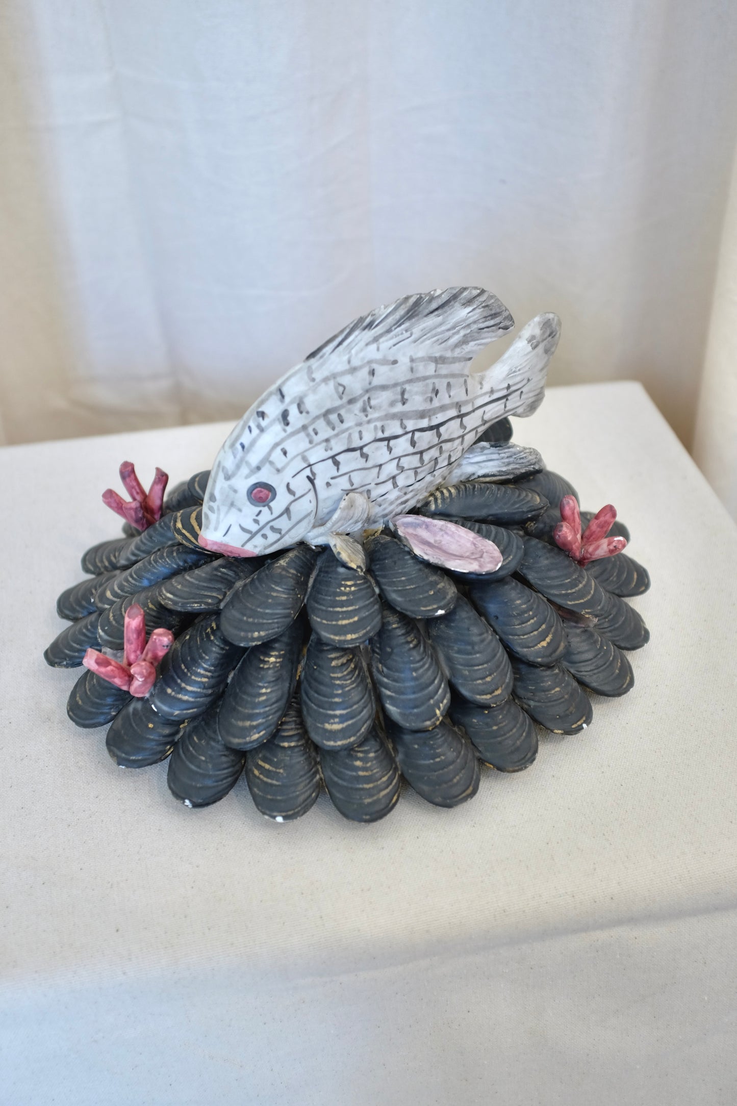 Ceramic Fish & Mussels Sculpture