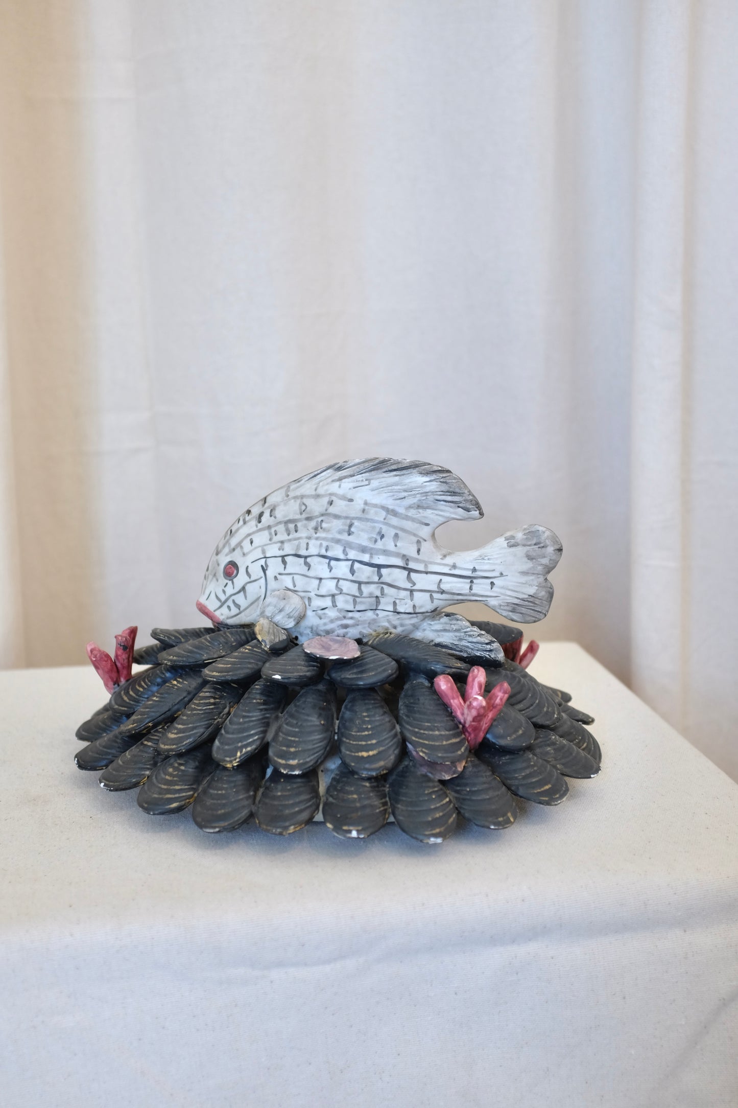 Ceramic Fish & Mussels Sculpture