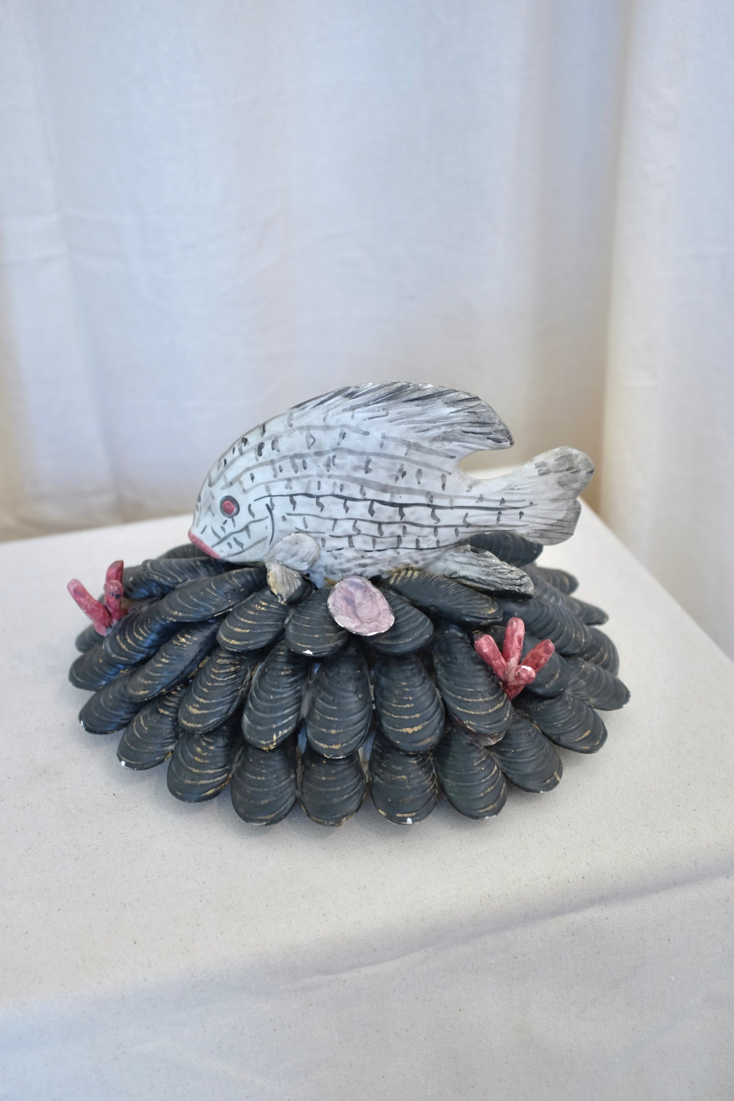 Ceramic Fish & Mussels Sculpture