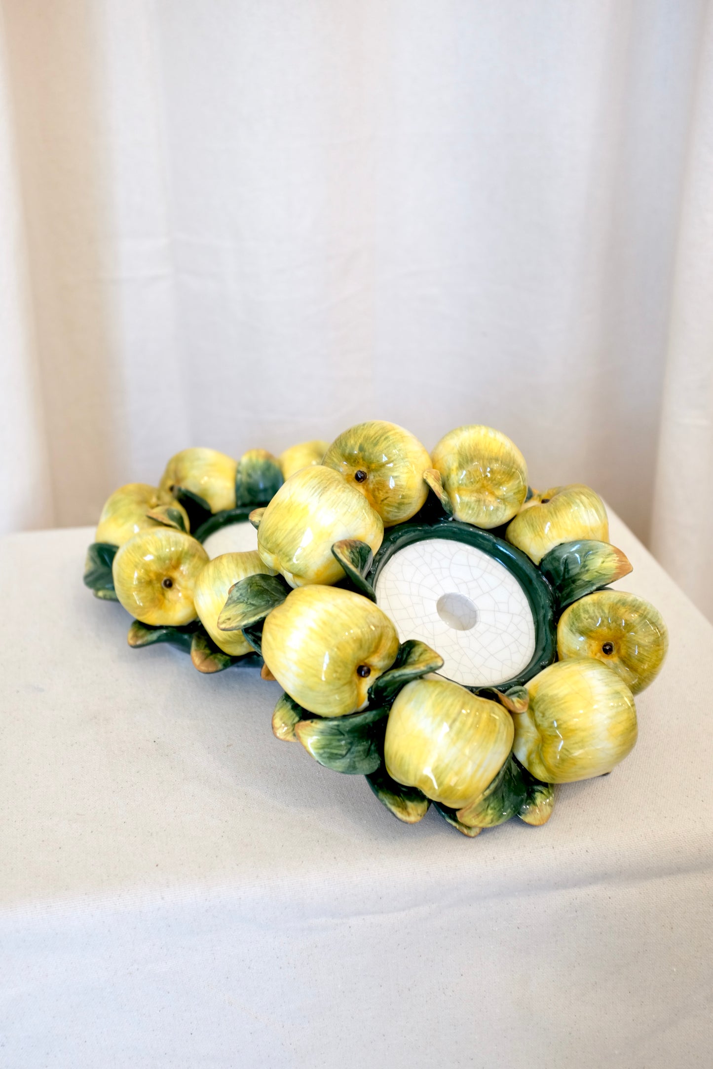 Pair Yellow Apple Candle Holders