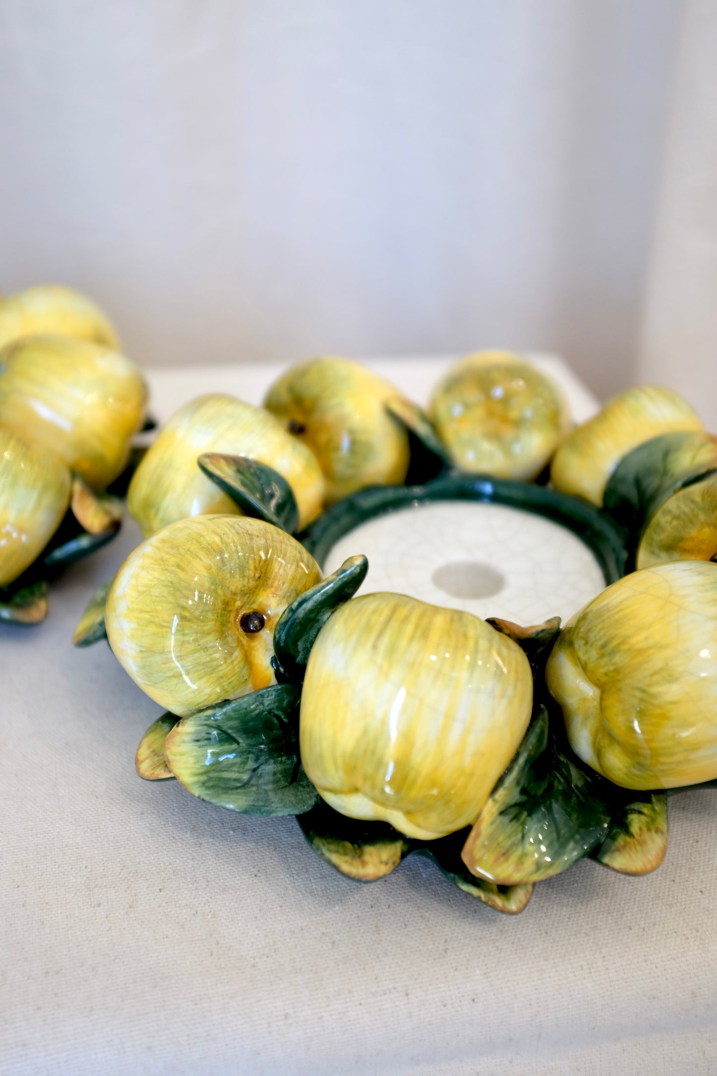 Pair Yellow Apple Candle Holders