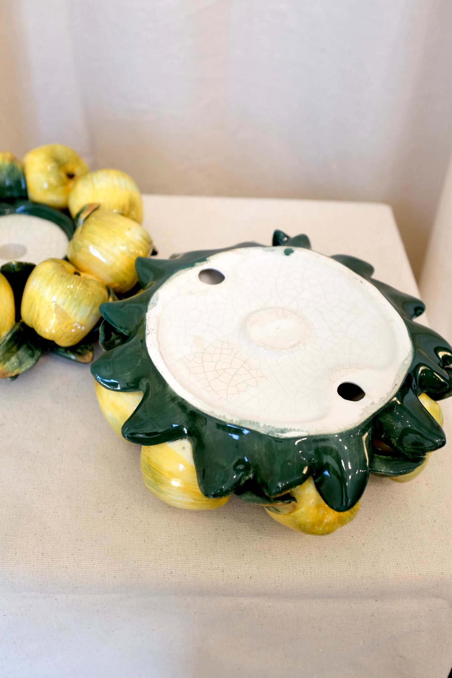 Pair Yellow Apple Candle Holders