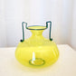 Yellow Murano Glass Vase with Dark Blue Handles