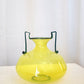 Yellow Murano Glass Vase with Dark Blue Handles