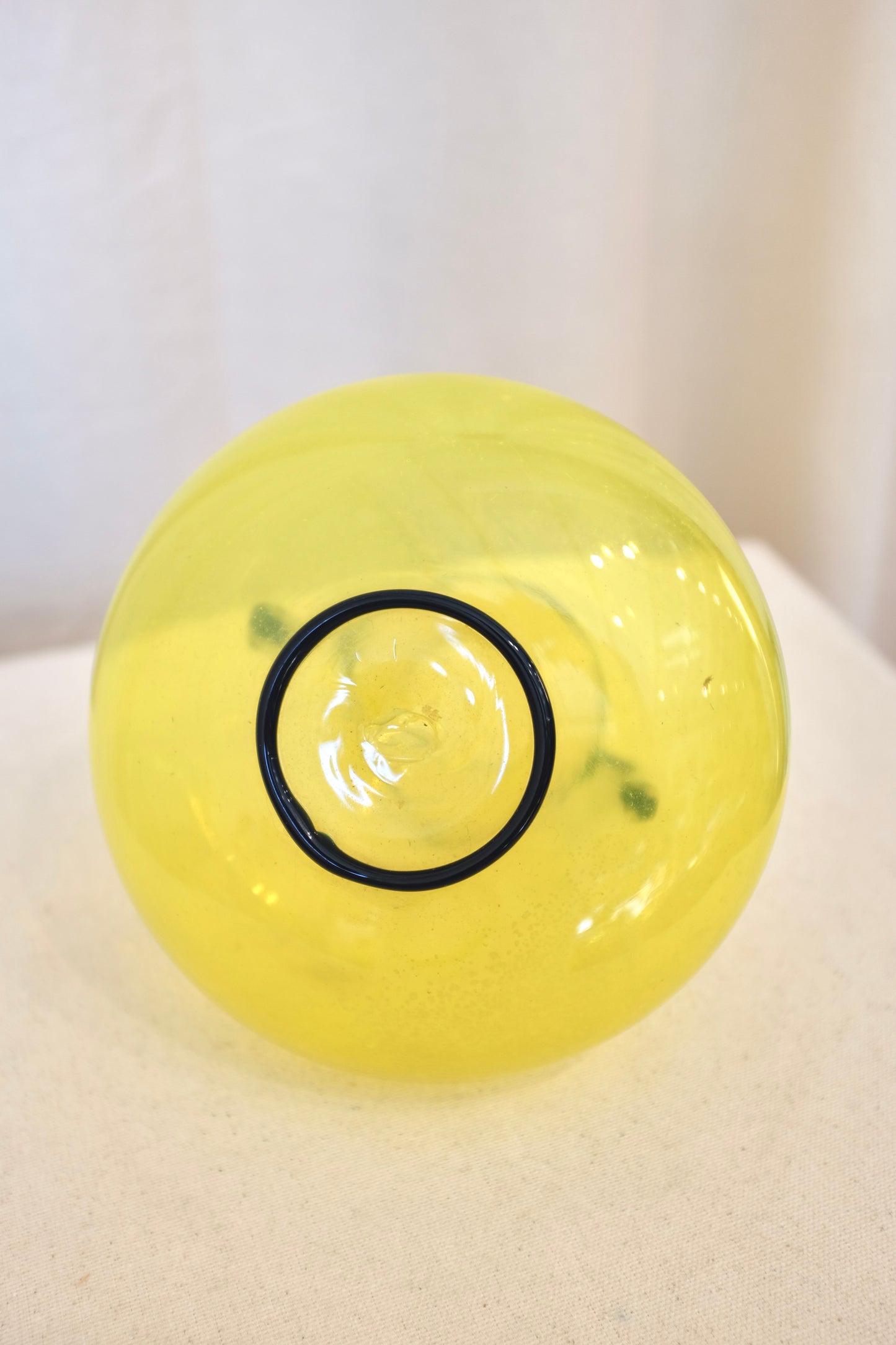 Yellow Murano Glass Vase with Dark Blue Handles