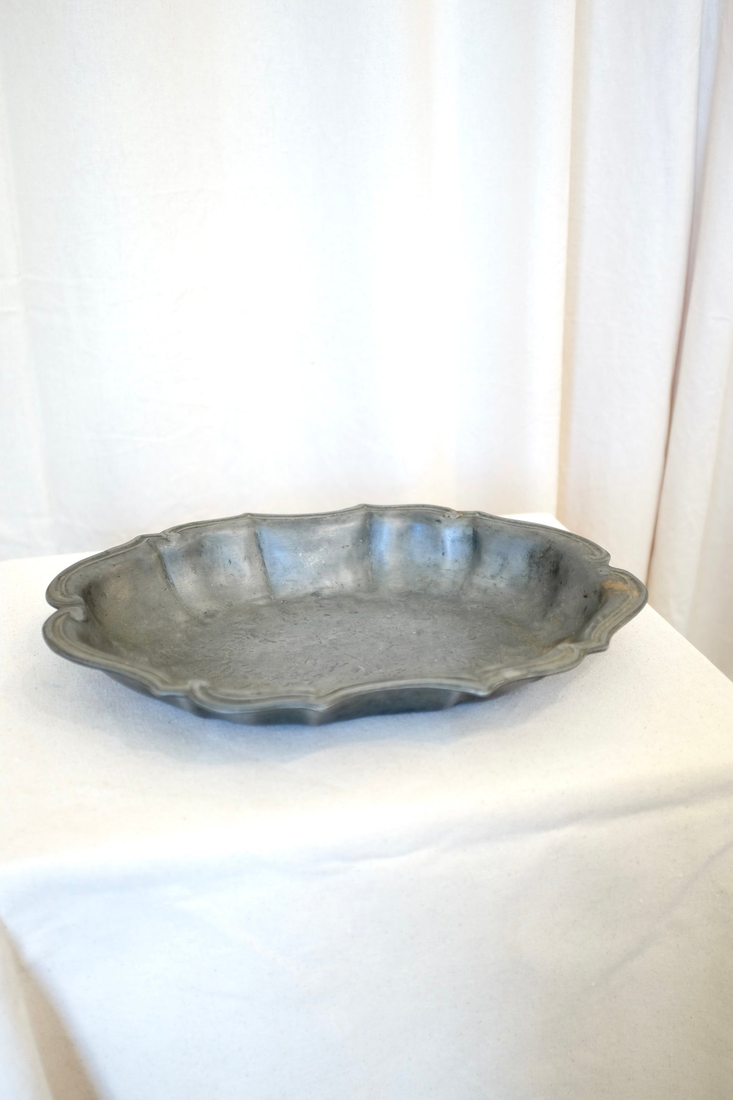 Scalloped Pewter Platter, Jacob Isenheim
