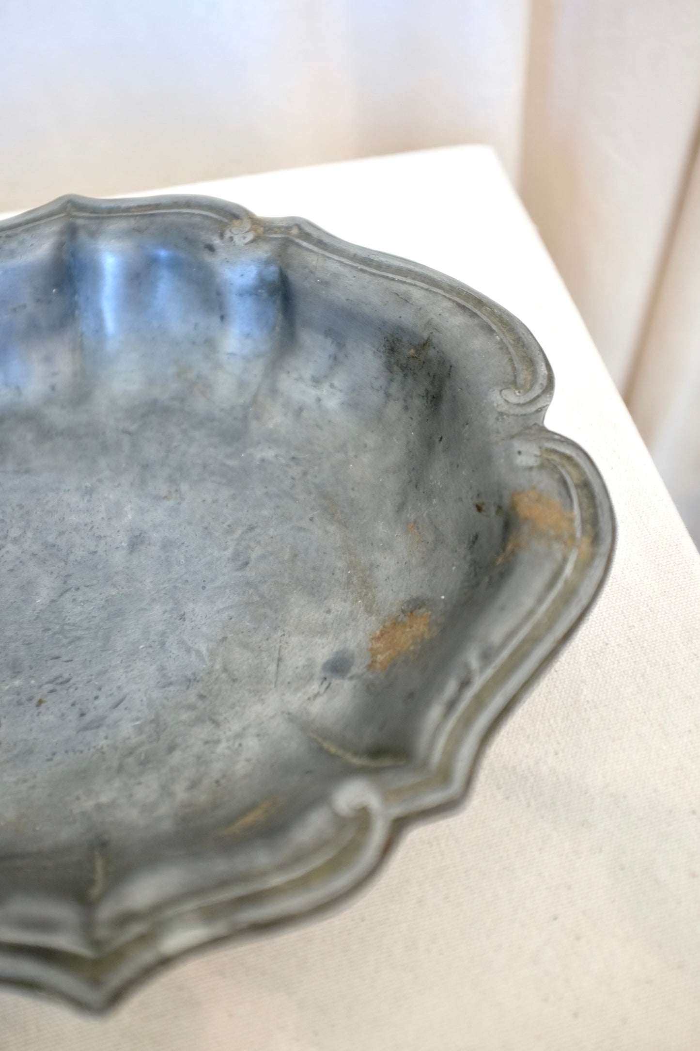 Scalloped Pewter Platter, Jacob Isenheim