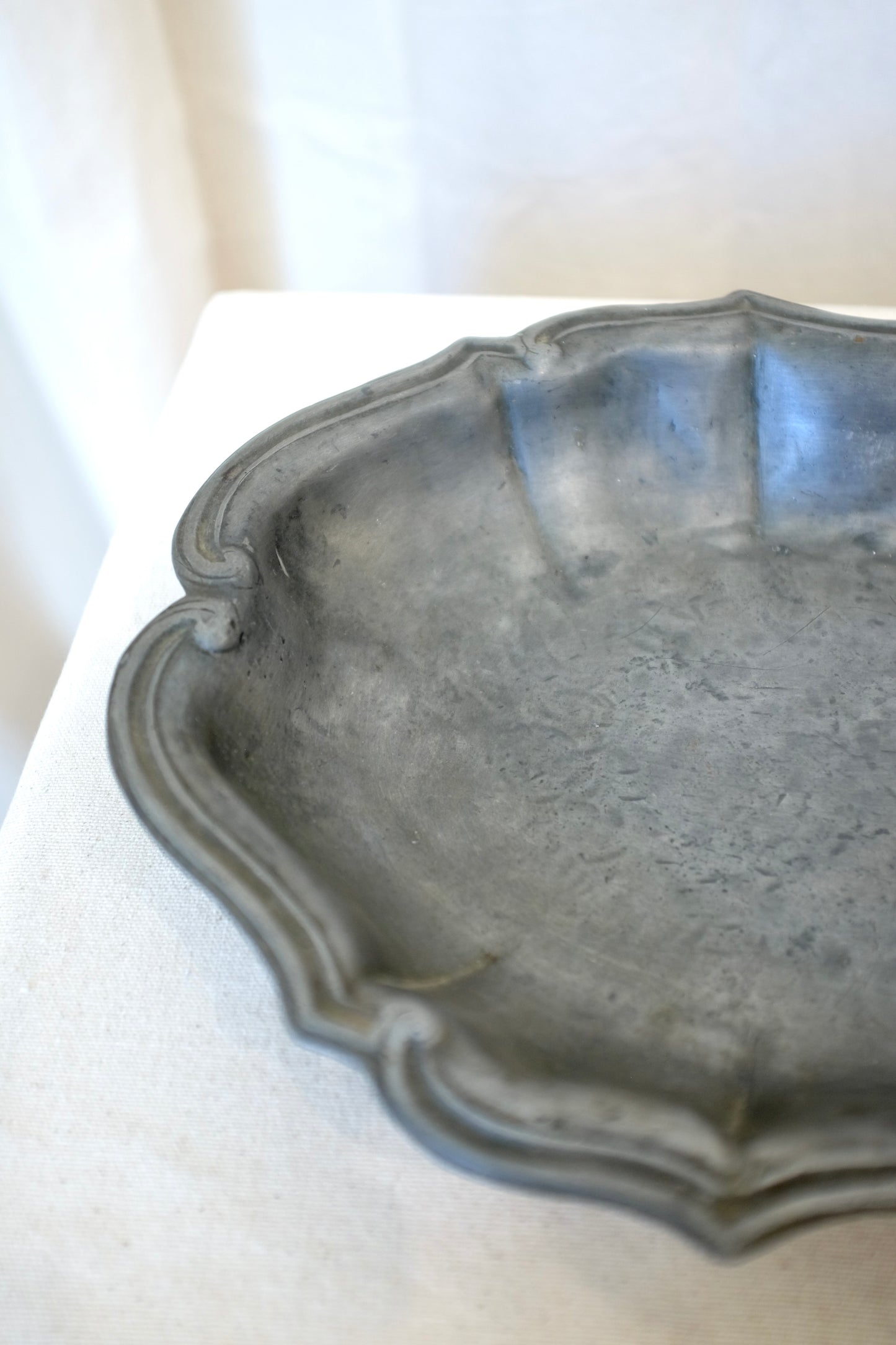 Scalloped Pewter Platter, Jacob Isenheim