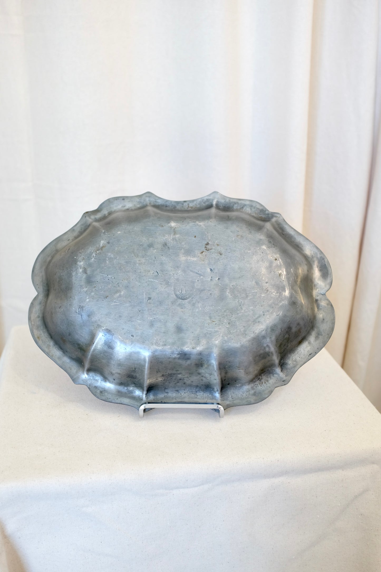 Scalloped Pewter Platter, Jacob Isenheim