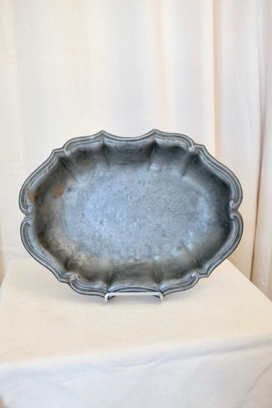 Scalloped Pewter Platter, Jacob Isenheim
