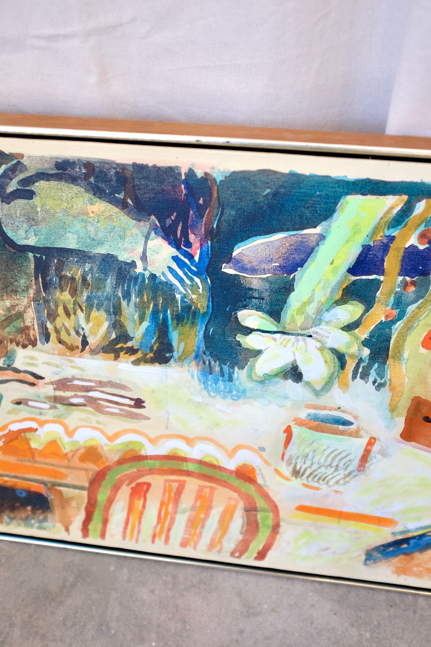 "Plant Feeding", Acrylic Painting, Joseph Shepler, 1980