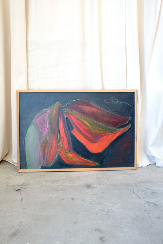 Framed Abstract Floral Painting, Virginia Parkum