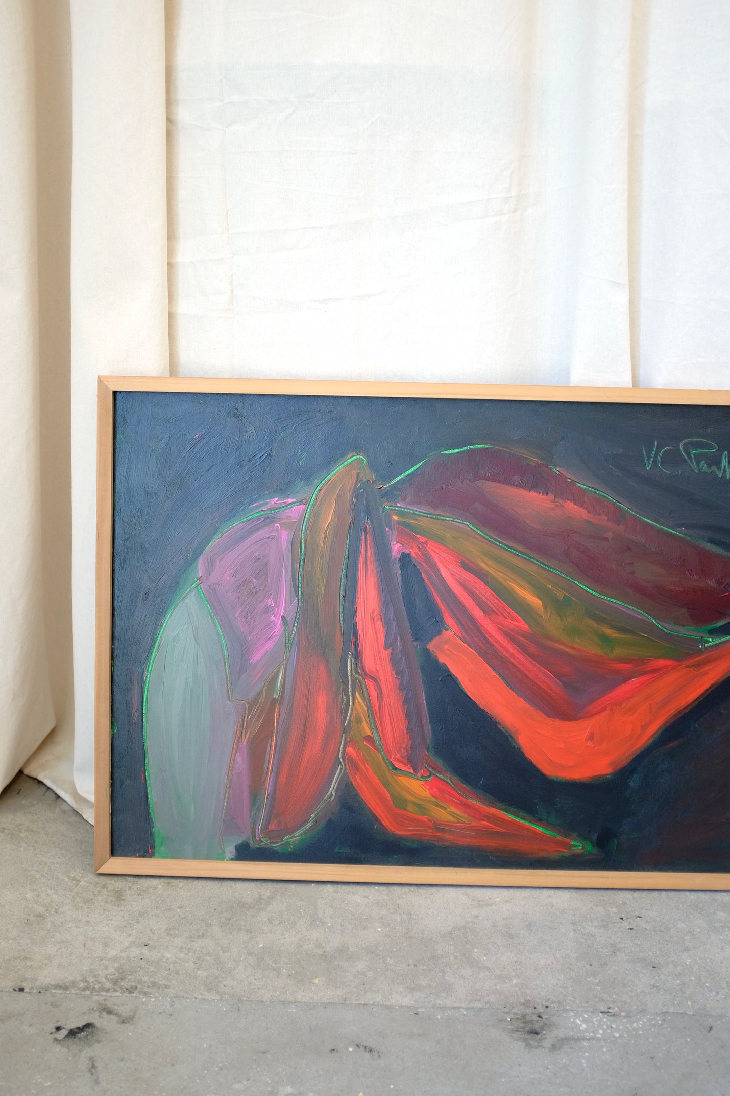 Framed Abstract Floral Painting, Virginia Parkum