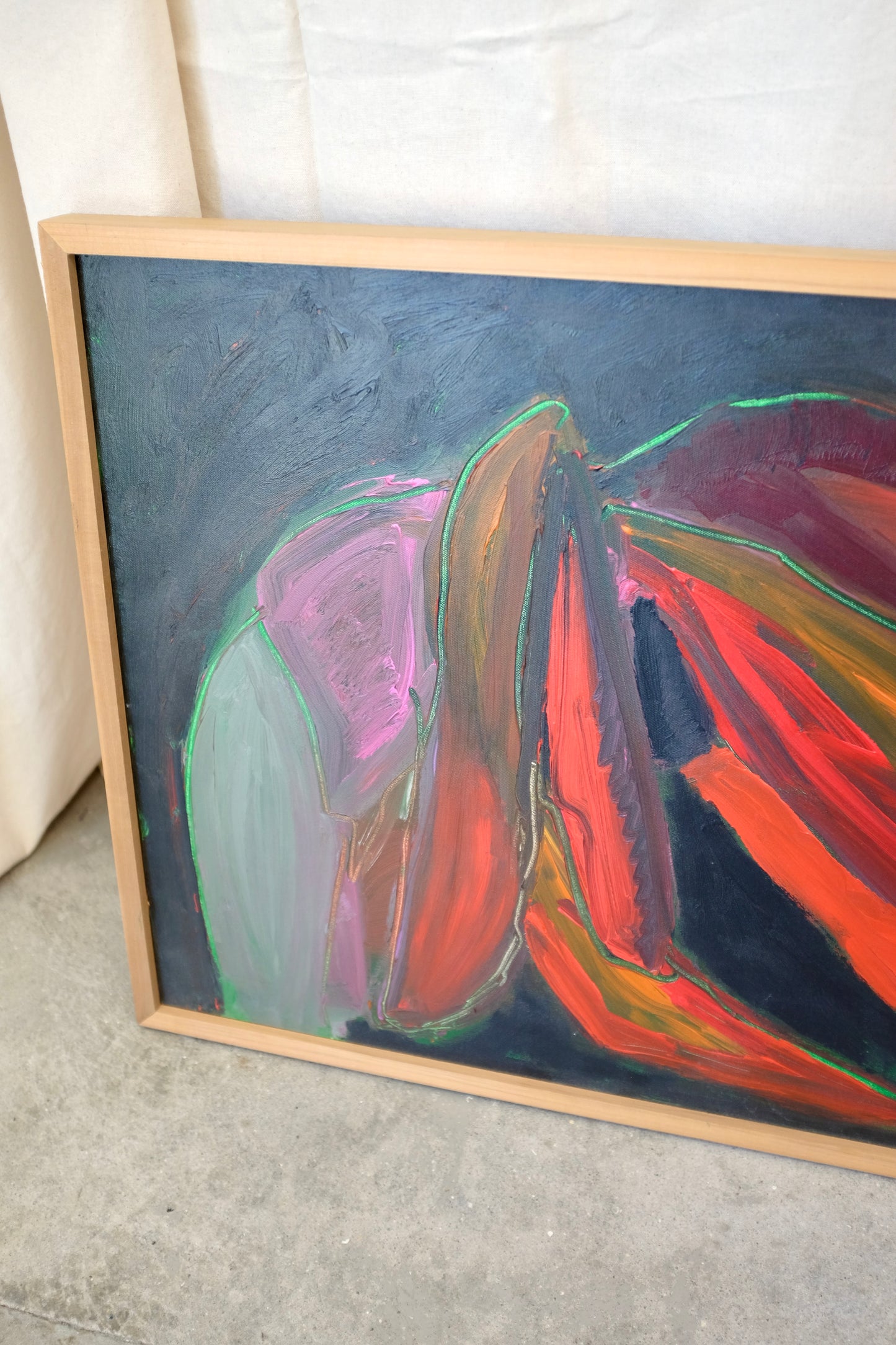 Framed Abstract Floral Painting, Virginia Parkum