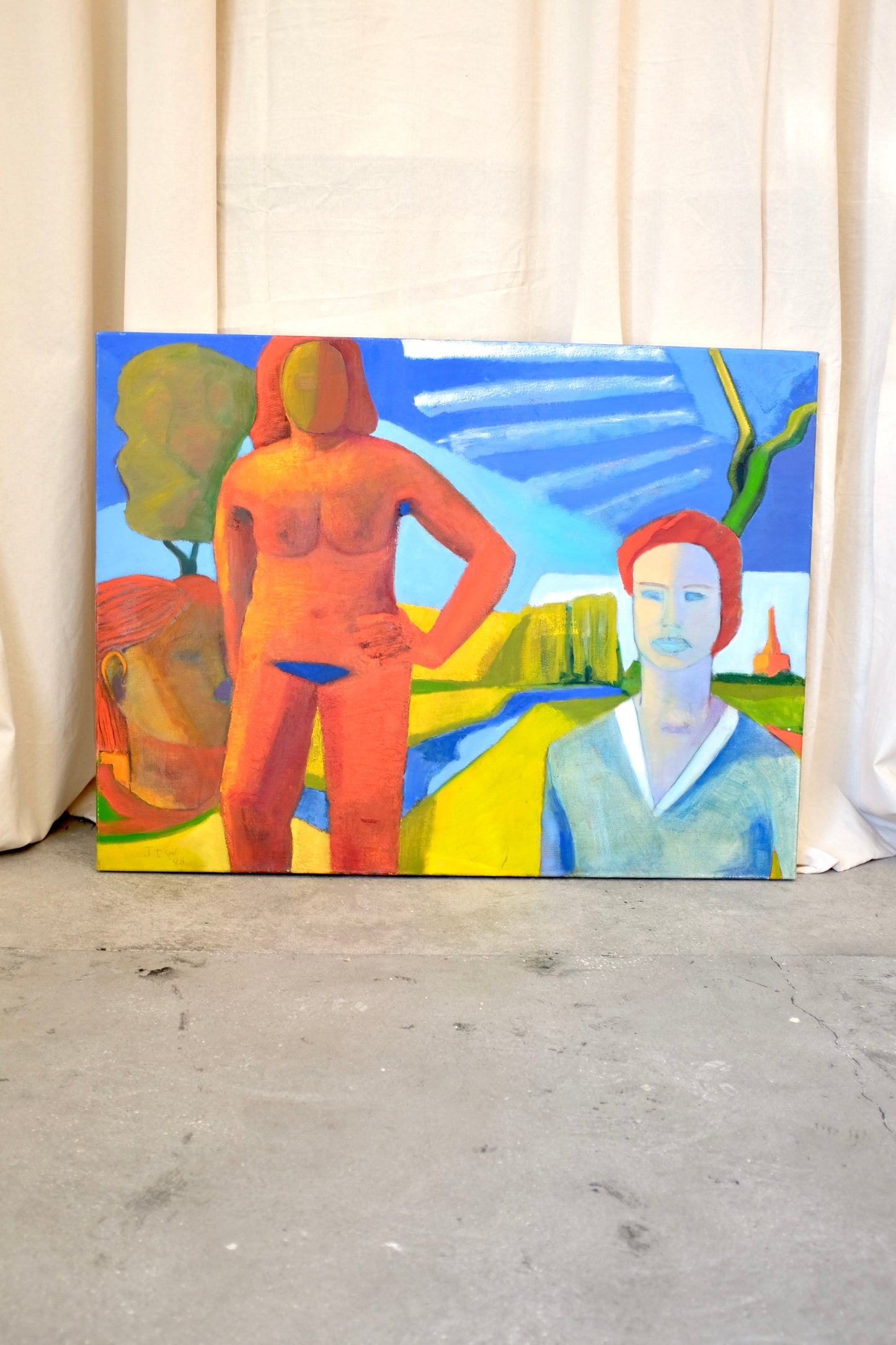 Large Colorful Nude Painting, Jan Carl ter Wheele, 1998