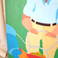 Man and Lawnmower, Folk Art Painting on Board