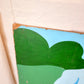 Man and Lawnmower, Folk Art Painting on Board