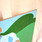 Man and Lawnmower, Folk Art Painting on Board