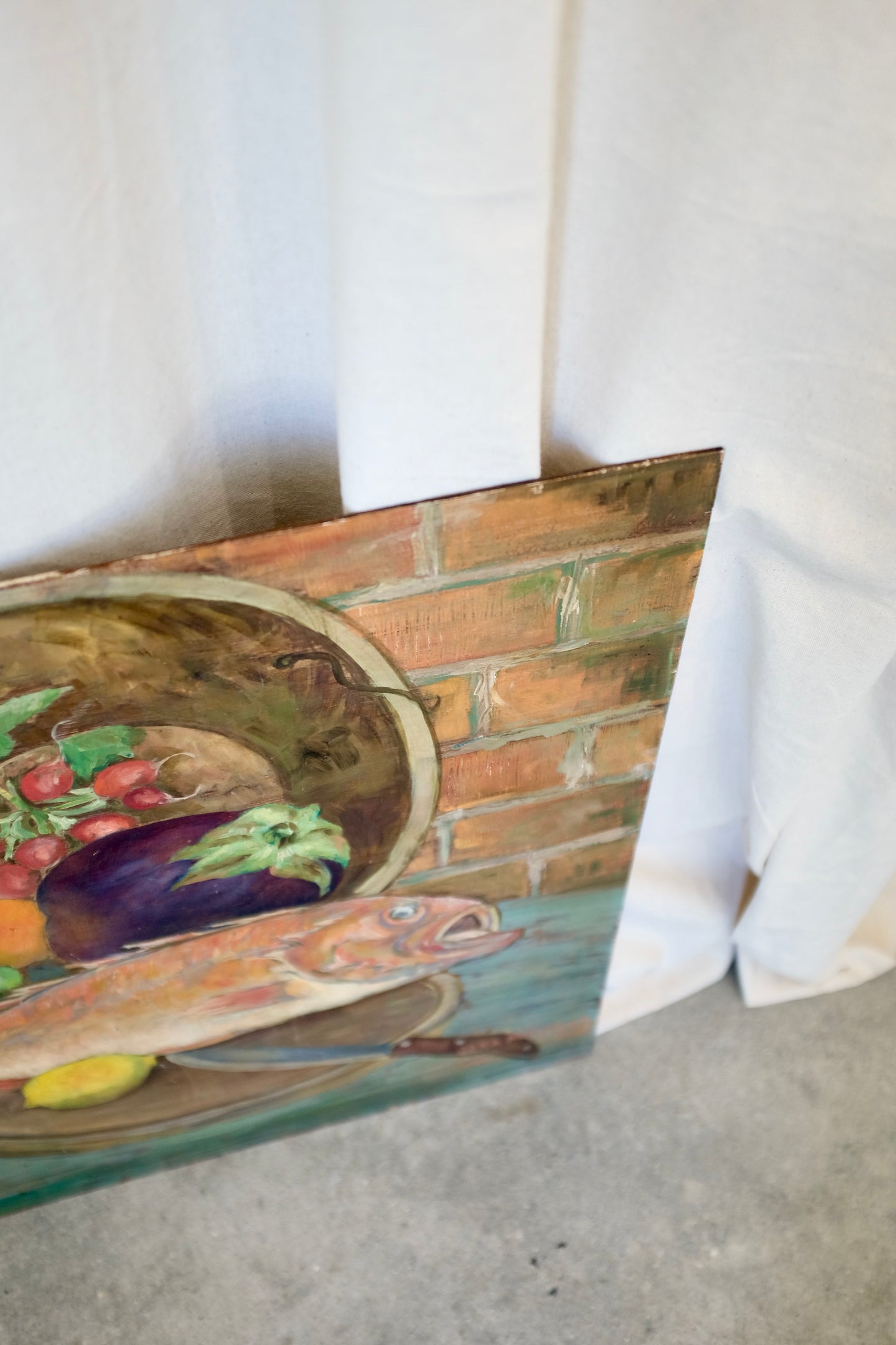Still Life with Fish, Painting on Board by Vera Miller