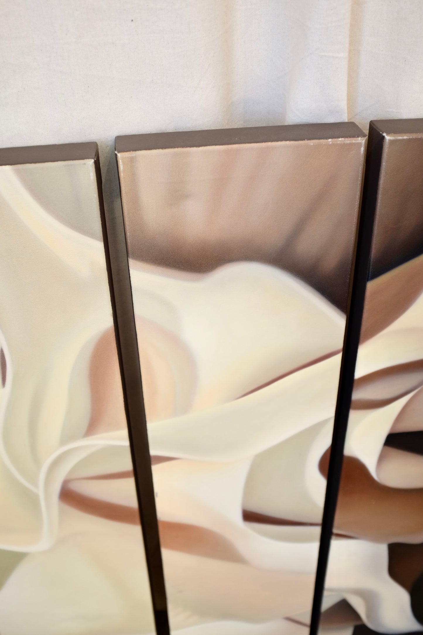 Triptych Floral Painting, "brugmansia", by David Kerstetter