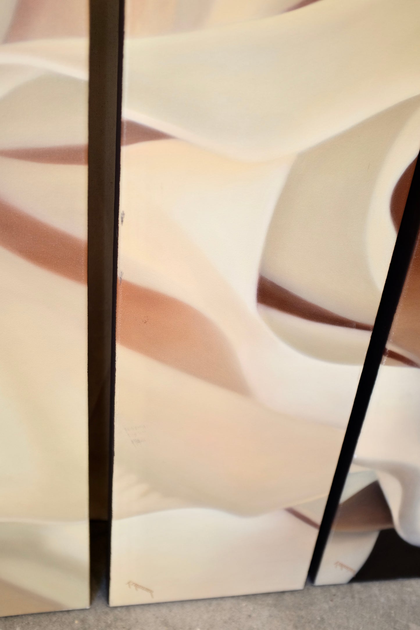 Triptych Floral Painting, "brugmansia", by David Kerstetter