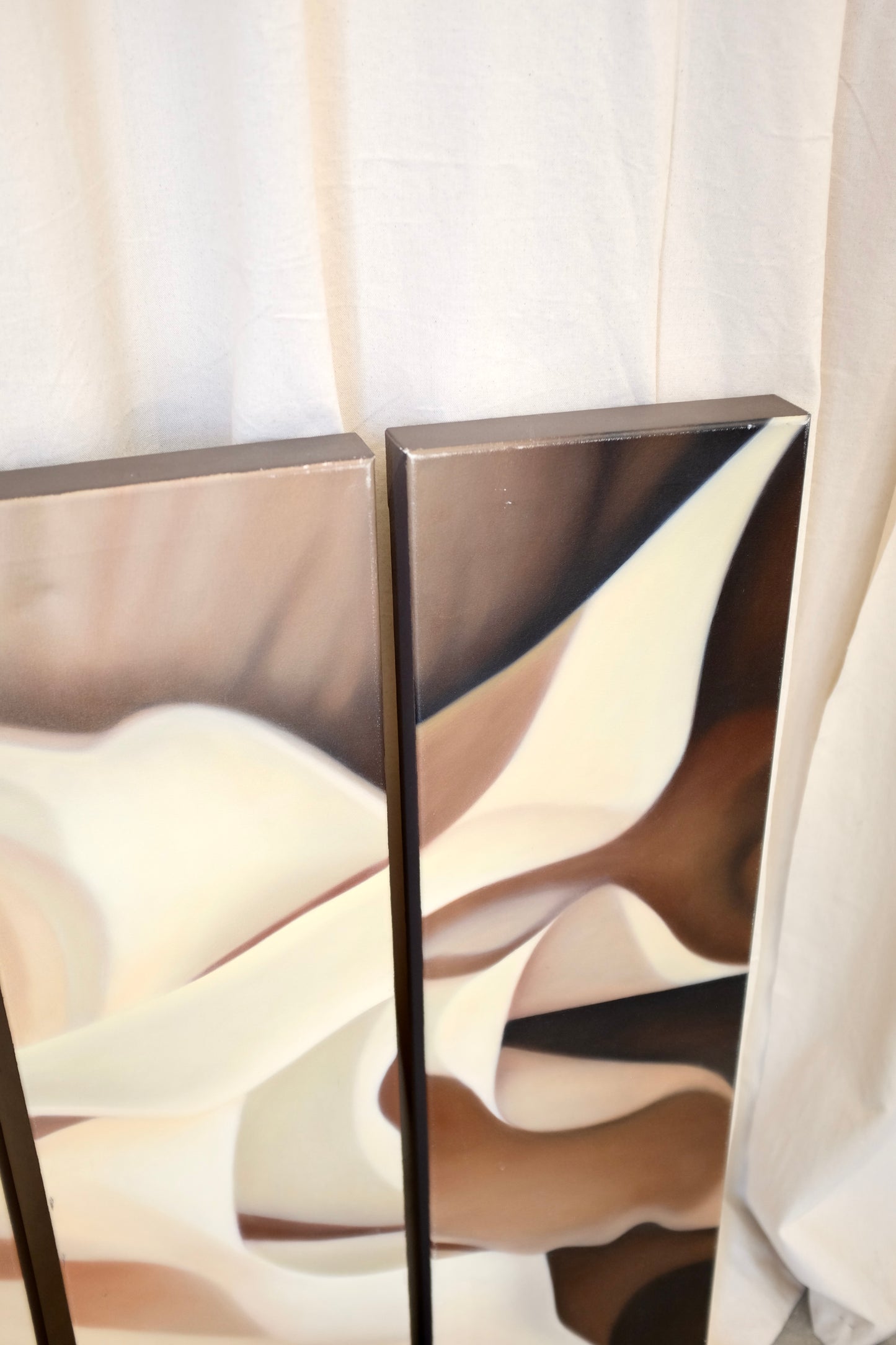 Triptych Floral Painting, "brugmansia", by David Kerstetter