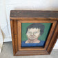 Framed Portrait of Woman on Green, Oil on Plywood