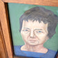 Framed Portrait of Woman on Green, Oil on Plywood