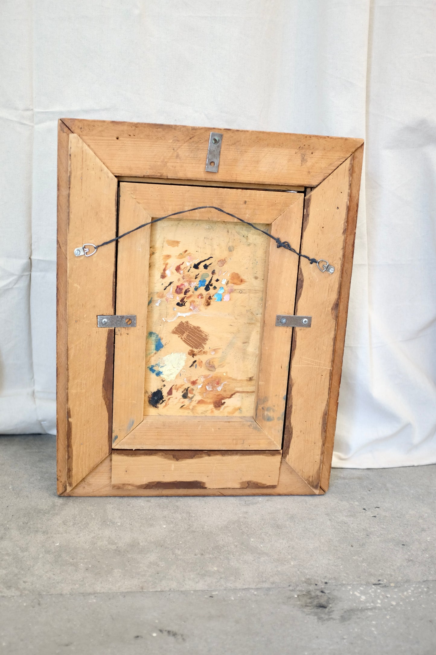 Framed Portrait of Woman on Green, Oil on Plywood
