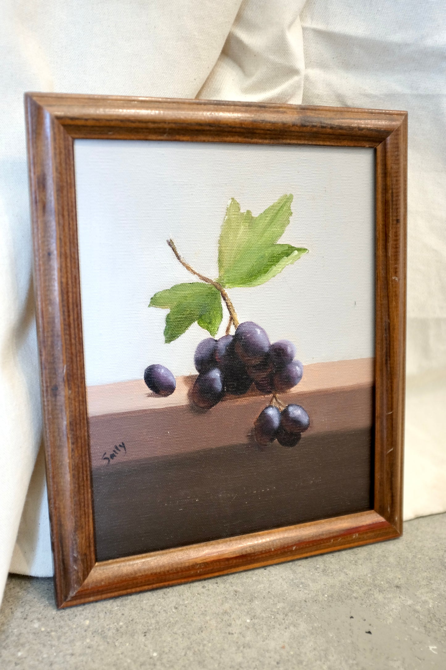 Small Still Life Painting of Grapes